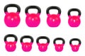 Set pink kettlebell, Gym equipment 40, 32, 20, 16, 10, 8, 6, 4, & 2 kg