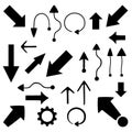 Arrow sign icon set. Vector illustration of straight and curved arrow icons. Royalty Free Stock Photo