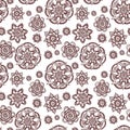 Floral seamless pattern. Doodle vector background with flowers, leaves. Indian ornament, henna style. Royalty Free Stock Photo