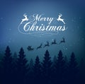 Merry christmas greeting card with forest background