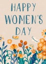 Happy women`s day. Card with flower decoration