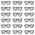 Set. Seamless pattern with glasses and inscriptions: nerd, cool, mind, geek. Vector illustration