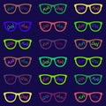 Set. Seamless pattern with glasses and inscriptions: nerd, cool, mind, geek. Vector illustration Royalty Free Stock Photo