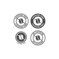 Caffeine free black vector circle label set. No caffeine ingredient sticker sign.