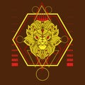 The Yellow Lion with Sacred Geometry Ornament