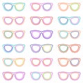 Set of eyeglasses. Seamless pattern with glasses. Vector