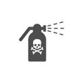 Sprayer gun, atomizer with skull and bones, toxic sign icon.