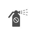 Atomizer with ban sign sprayer gun vector icon. Spraying pesticides symbol black flat icon.