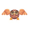 Cute little brown owl hunting flat icon Royalty Free Stock Photo