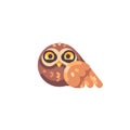 Funny cute little brown owl flat icon