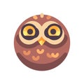 Funny cute brown owl face flat icon Royalty Free Stock Photo