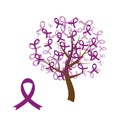 Purple awareness ribbons tree. Royalty Free Stock Photo