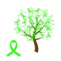 Green awareness ribbons tree. Royalty Free Stock Photo