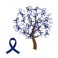 Blue awareness ribbons tree.