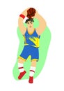 Cartoon basketball player shoting in the basket Royalty Free Stock Photo