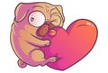 Vector Cartoon Illustration Of Cute Pug.