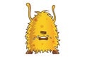 Vector Cartoon Illustration Of Cute Yellow Fur Monster. Royalty Free Stock Photo