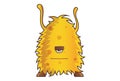 Vector Cartoon Illustration Of Cute Yellow Fur Monster. Royalty Free Stock Photo
