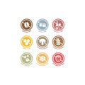 Caffeine, sugar, alcohol free colorful vector label badge set. Royalty Free Stock Photo