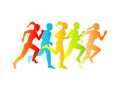 Man & Woman running. Set of silhouettes of running men and women. Vector. Royalty Free Stock Photo