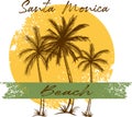 Santa monica beach design colored Royalty Free Stock Photo