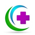 Globe medical health care cross people healthy life care logo design icon on white background Royalty Free Stock Photo