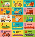 Alphabet card with transport A to O Royalty Free Stock Photo