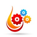 Gear flame fire logo icon vector element on white background Royalty Free Stock Photo