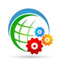Globe world gear sun logo icon vector element on white background Royalty Free Stock Photo
