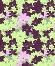 Purple and green abstract cherry blossom seamless pattern