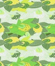 Green Orchids Seamless pattern with Yellowish color combination