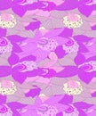 Floral Orchid Pink & Gray Seamless Pattern Royalty Free Stock Photo