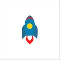 Rocket colorful vector cartoon icon.