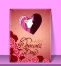 Happy Women`s Day Greeting Card with Female Face Royalty Free Stock Photo