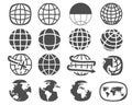 Vector earth and globe icons set Royalty Free Stock Photo