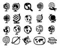 Vector earth and globe icons set Royalty Free Stock Photo