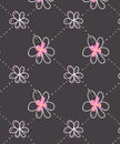 Pink flowers seamless pattern with black background