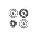 Egg free and no eggs food ingredient circle label icon set. Royalty Free Stock Photo