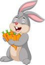 Cartoon rabbit holding carrots Royalty Free Stock Photo