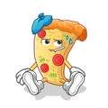 Pizza sick mascot vector cartoon illustration