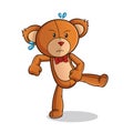Teddy bear doll kicking mascot vector cartoon art illustration
