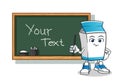 Milk teacher and black board mascot vector cartoon illustration Royalty Free Stock Photo