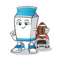 Milk playing football america mascot vector cartoon illustration