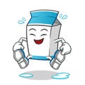 Milk jumping mascot vector cartoon illustration