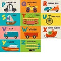 Alphabet card with transport P to Z Royalty Free Stock Photo