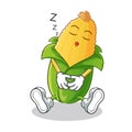 Corn sleep mascot vector cartoon illustration