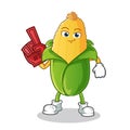 Corn number one fan mascot vector cartoon illustration Royalty Free Stock Photo