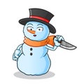 Snowman killer mascot vector cartoon illustration Royalty Free Stock Photo