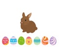 Easter bunny rabbit with Easter eggs Royalty Free Stock Photo