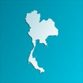 Vector isolated illustration icon with blue shape silhouette of simplified map of Thailand. White background